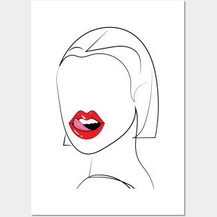 Girl Red Lips Funny Kiss Posters and Art